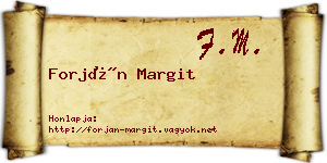Forján Margit névjegykártya